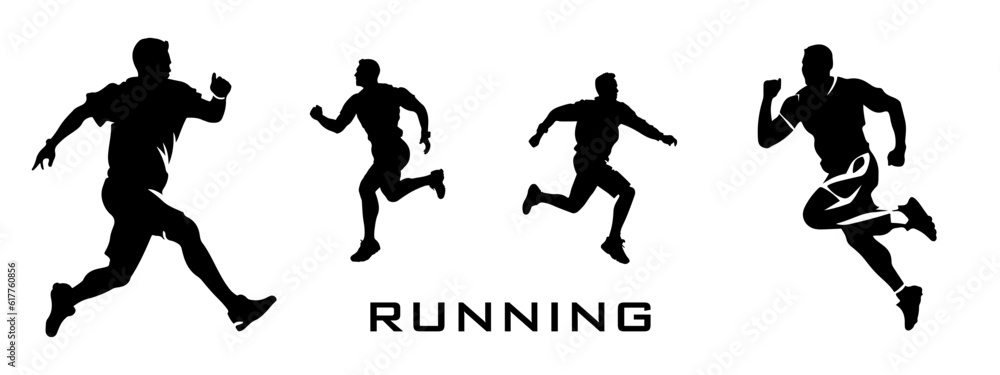 Running silhoutte sport man vector illustration