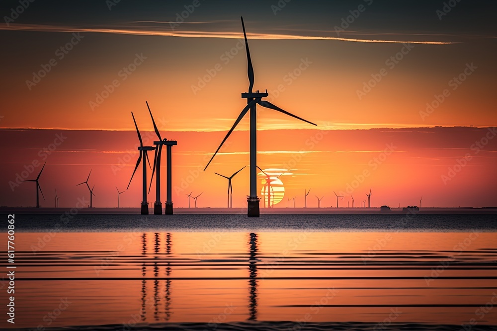 Offshore wind turbines. Ai Generated