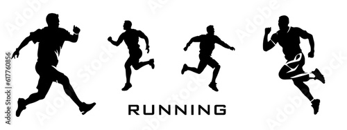 Running silhoutte sport man vector illustration