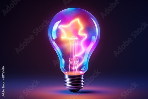 holo lightbulb concept of idea holographic gradient glow isolated on black background