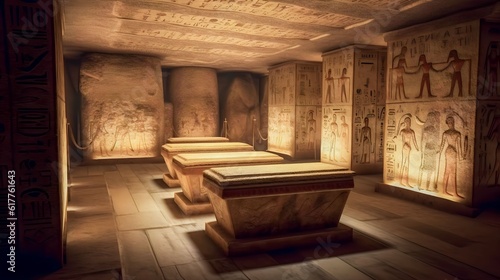 Inside Egyptian pyramids, Sarcophagus standing in the interior forbidden rooms
