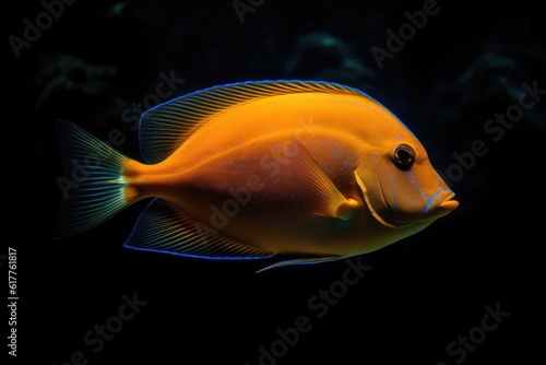 Orange tropical fish with spots in sea, created using generative ai technology