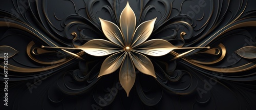 opulent golden flower on black background