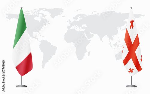 Italy and Georgia flags for official meeting