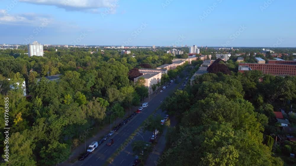 Sreet city Berlin summer Germany Europe. Beautiful aerial top view flight drone Sreet city Berlin summer Germany Europe. Beautiful aerial top view flight drone