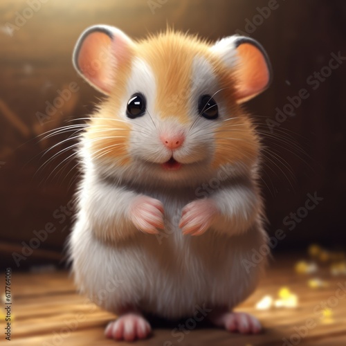 Close up of cute hamster on grey background, created using generative ai technology © Future Vision