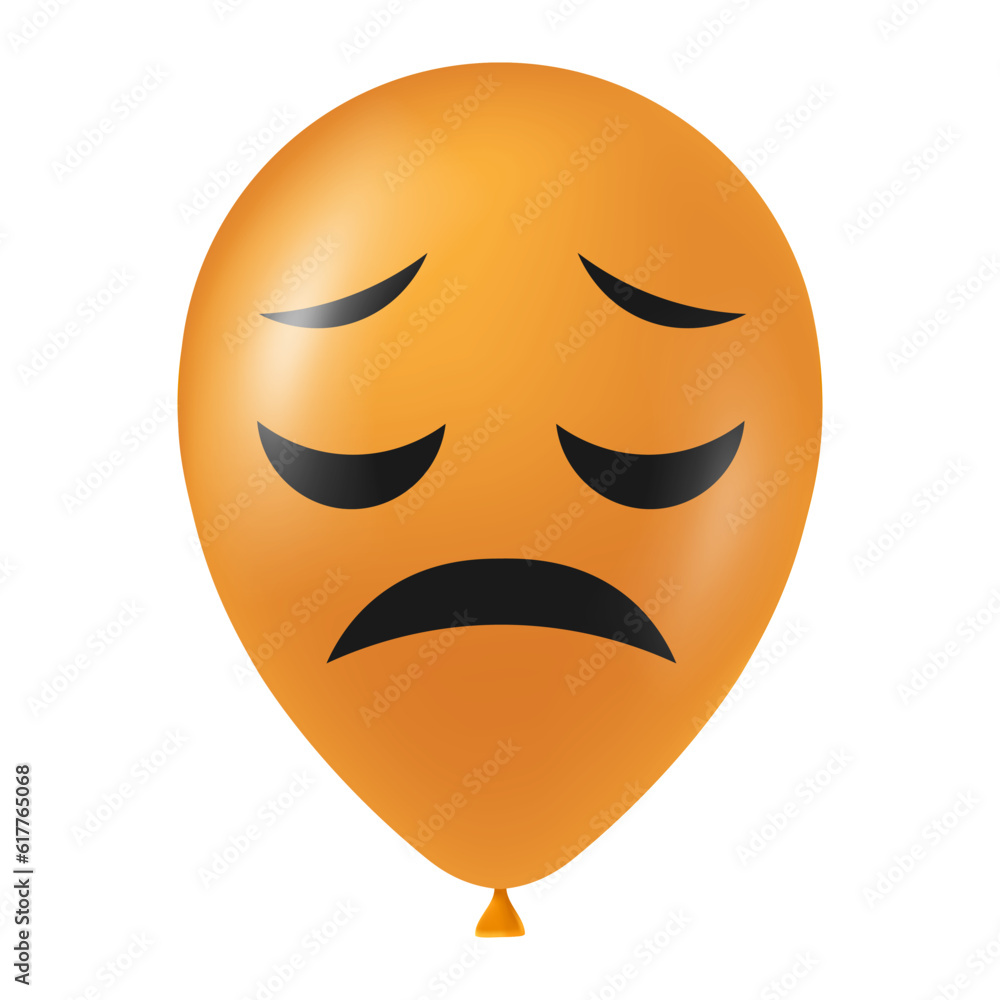 Fototapeta premium Halloween orange balloon illustration with scary and funny face
