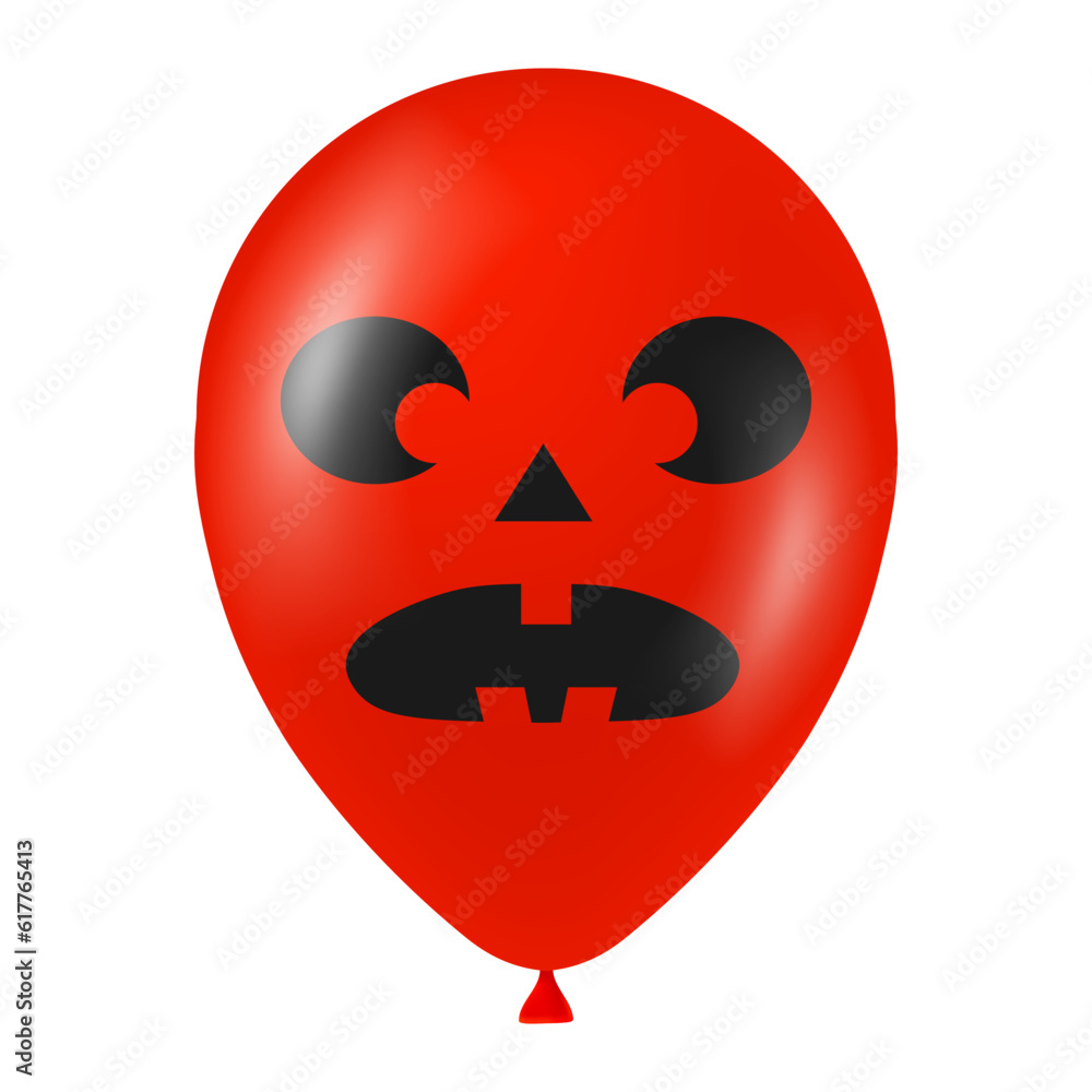 Fototapeta premium Halloween red balloon illustration with scary and funny face
