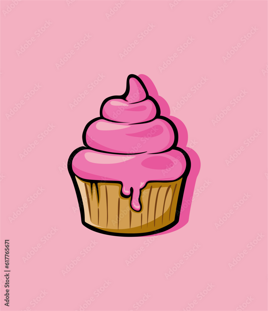 Delicious Strawberry cupcake icon illustration design Delicious Strawberry cupcake icon illustration design