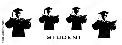 Silhoutte academic graduate black theme, silhoutte for diploma bachelor student  photo