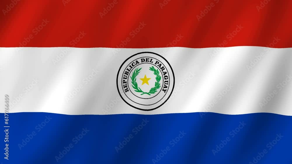 Flag of the Paraguay waving animation. looping National Paraguay flag animation background 4k