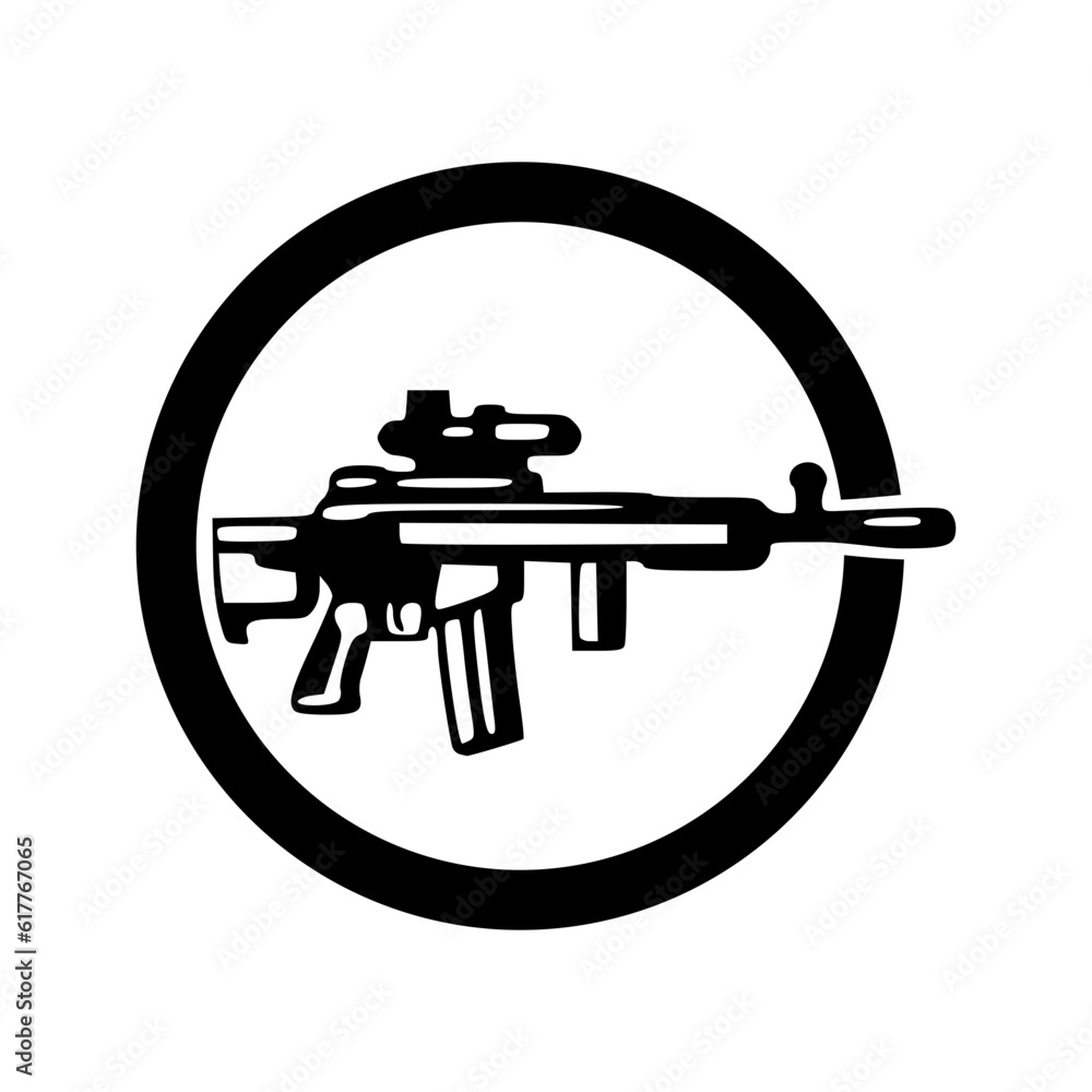Naklejka premium Sniper rifle circle icon logo black vector illustration