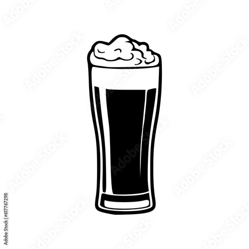 Glass of beer black outlines icon vector illustration