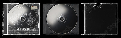 Cracked cd case mockup for album cover art photo