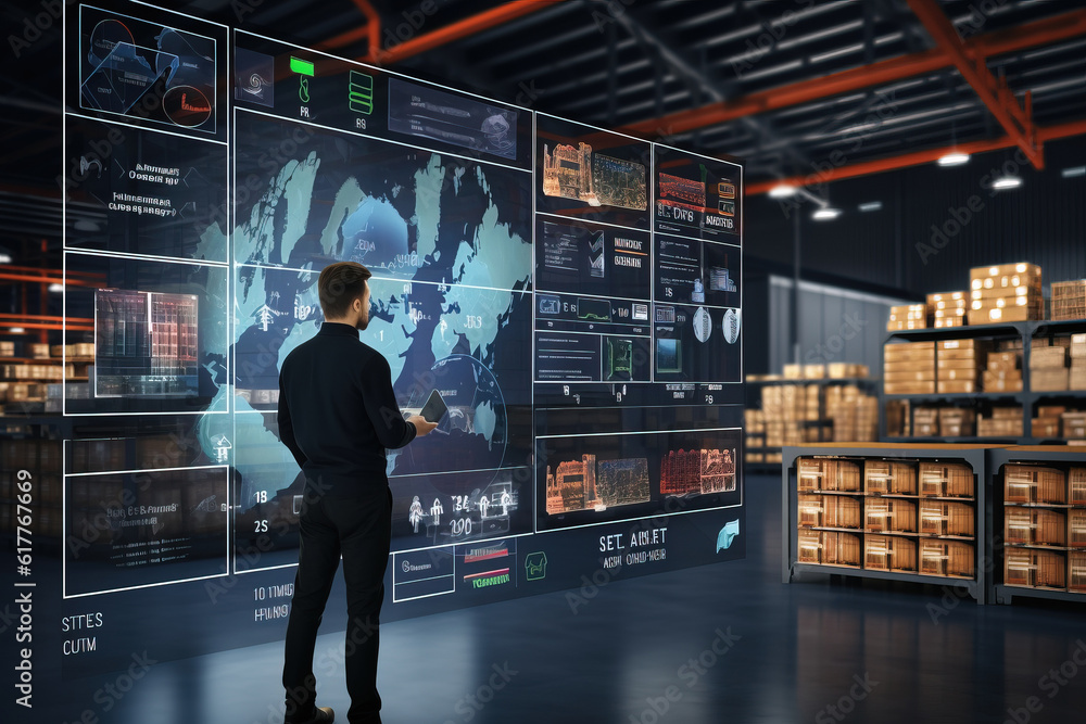 Futuristic Technology Retail Warehouse Digitalization. Generative AI Futuristic Technology Retail Warehouse Digitalization. Generative AI