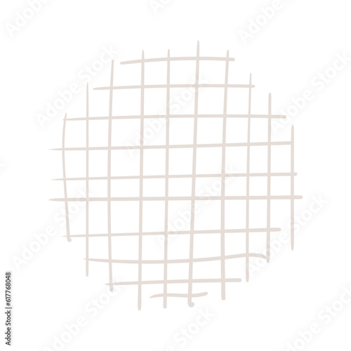 Abstract geometric round shape, squares texture hand drawn illustration. Sketchy style design, isolated vector. Kids print element, background, backdrop with pattern, childish doodles, scribbles