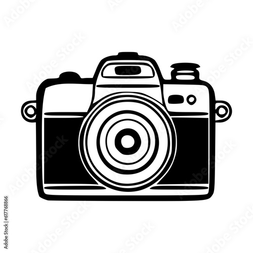 Vintage photo camera black outlines vector illustration
