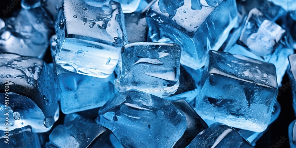 Fototapeta premium AI Generated. AI Generative. Ice cube cold water solid pattern decoration background. Graphic Art