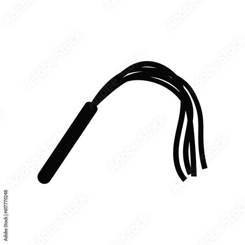 Strike whip icon. Leather tail for chasing cattle