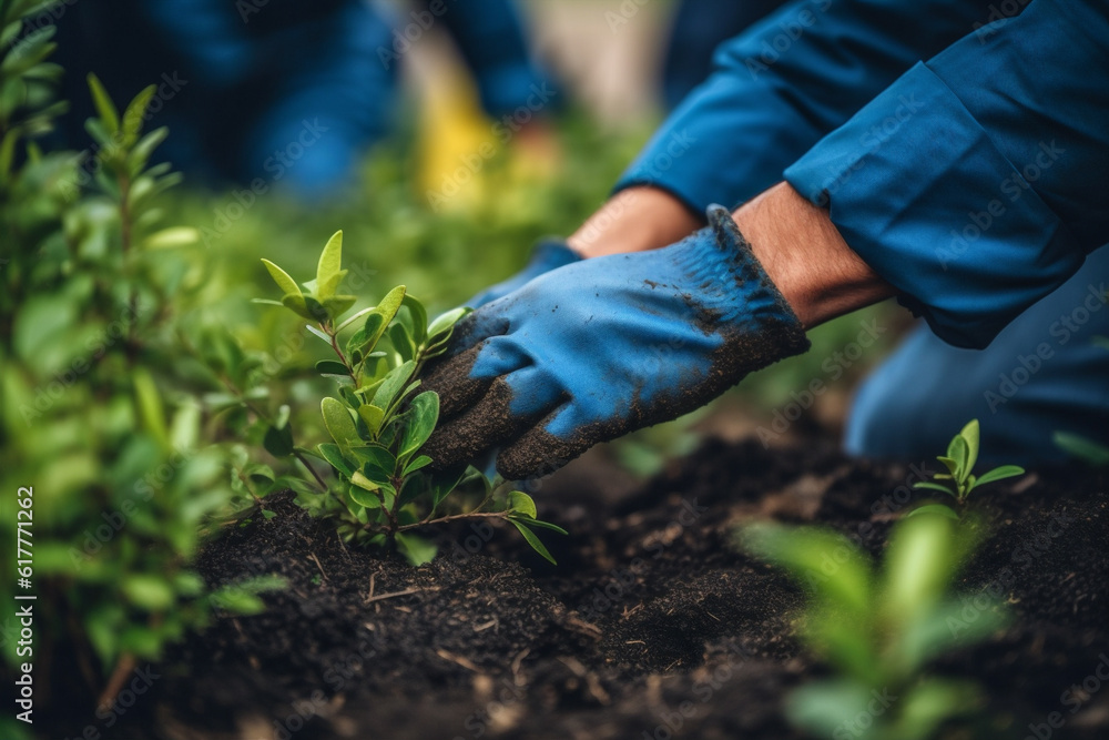 gardening spring nature growth hand tree green agriculture leaf planting. Generative AI. gardening spring nature growth hand tree green agriculture leaf planting. Generative AI.