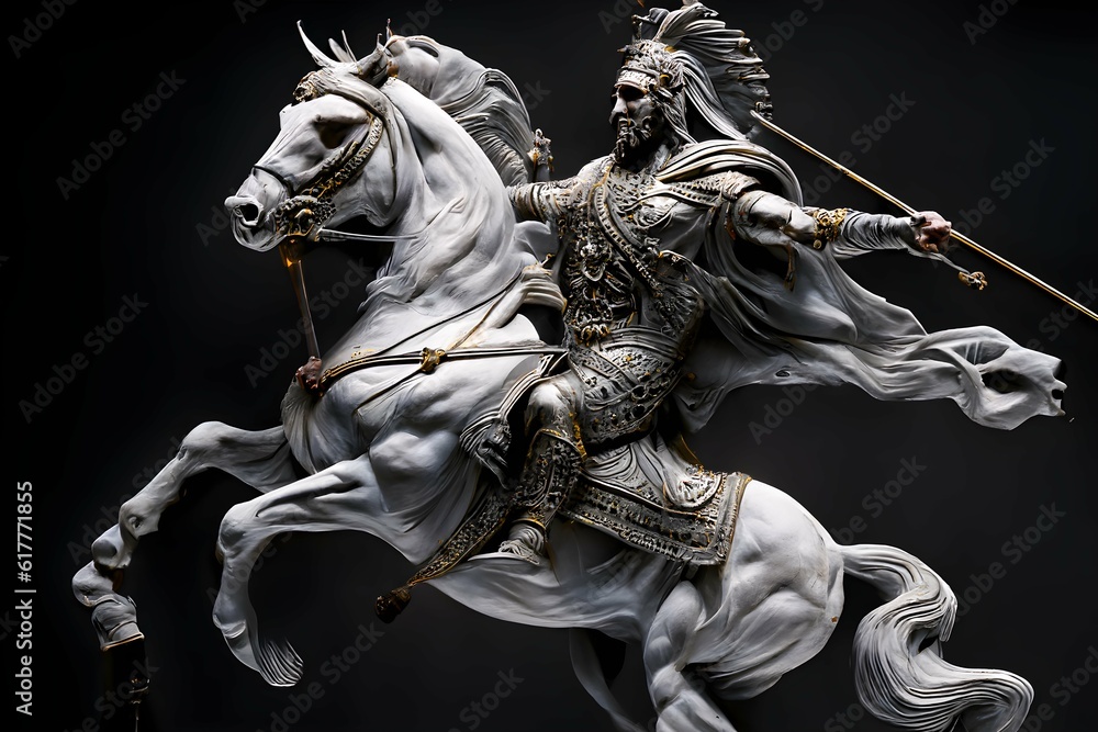 Scythian Nimrod the King of kings on white warhorse god of hunters ...