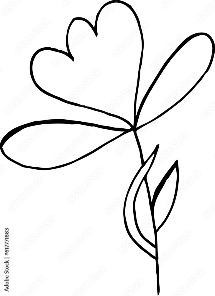 Single hand drawn herbal elements Doodle vector illustration for logo and greeting card