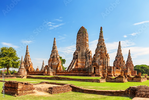 Pagoda at Wat Chaiwatthanaram temple is one of the famous temple in Ayutthaya, Thailand. © preto_perola