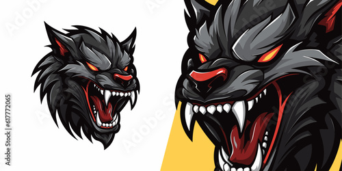 Sport and E-Sport Teams: Illustration Vector Graphic with a Fierce Black Werewolf Logo