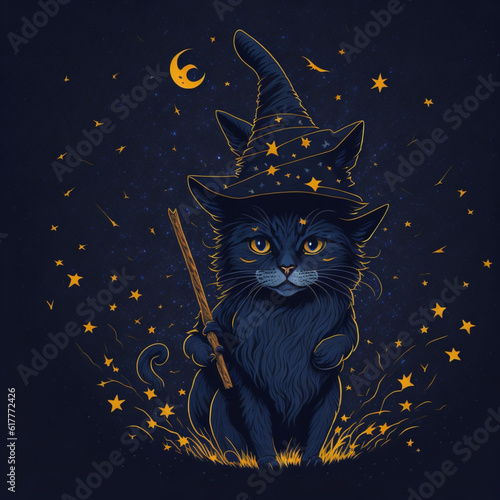 halloween cat on the moon © likbatonboot