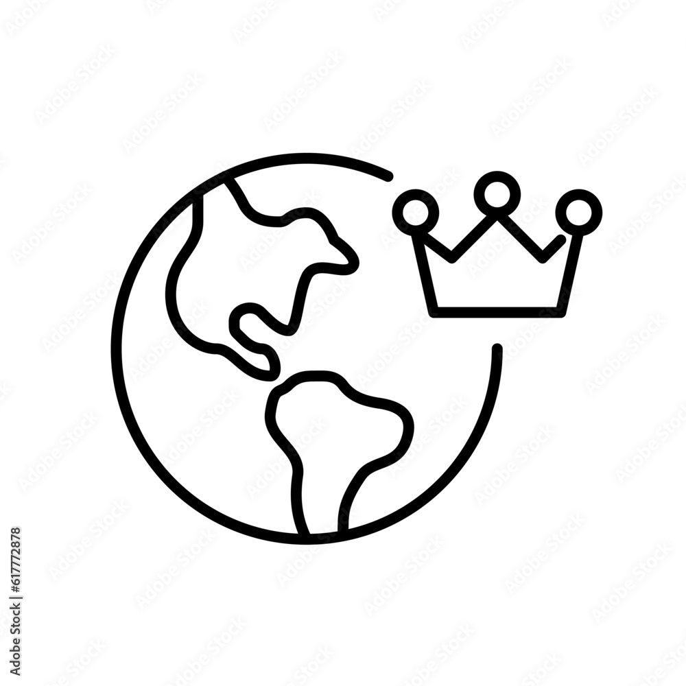 Global premium service. Earth globe and crown. Luxury tup quality. Pixel perfect, editable stroke icon Global premium service. Earth globe and crown. Luxury tup quality. Pixel perfect, editable stroke icon