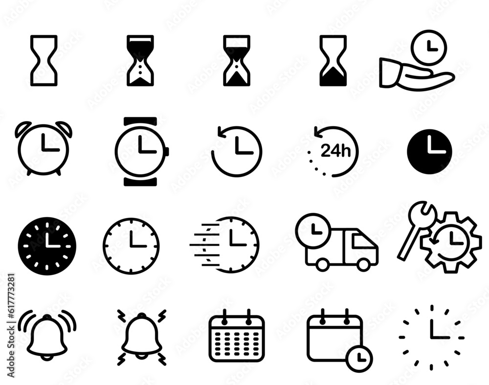 Vector illustration collection of simple clock related icons Vector illustration collection of simple clock related icons