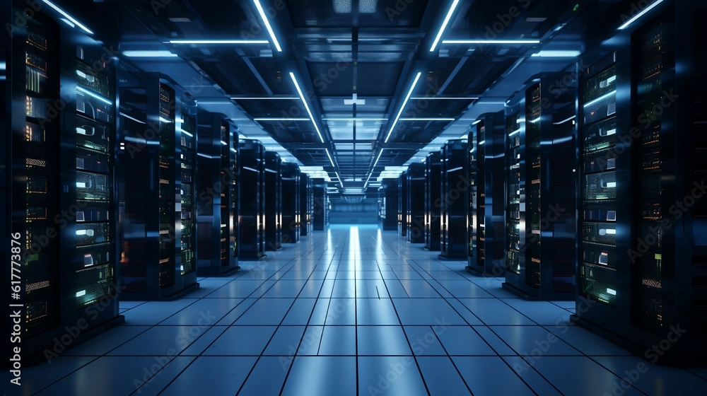 Data Center with Servers. Modern, High Quality Resolution, 4K, Simple ...