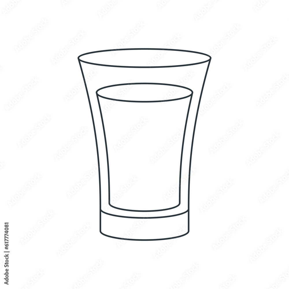 Glassware line icon. Illustration of outlined shot glass silhouette. Vector 10 EPS. Glassware line icon. Illustration of outlined shot glass silhouette. Vector 10 EPS.