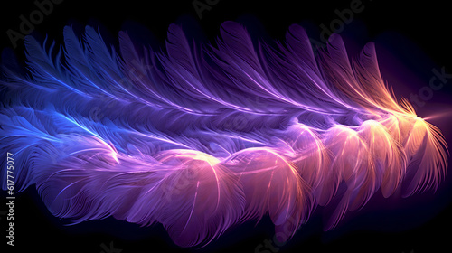 Neon Feathers, Holographic, Iridescent Duotone, Generative AI