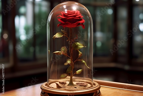 ガラスケースに入った薔薇　with generative ai
