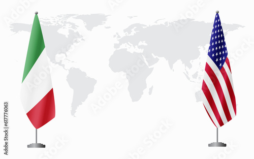 Italy and USA flags for official meeting