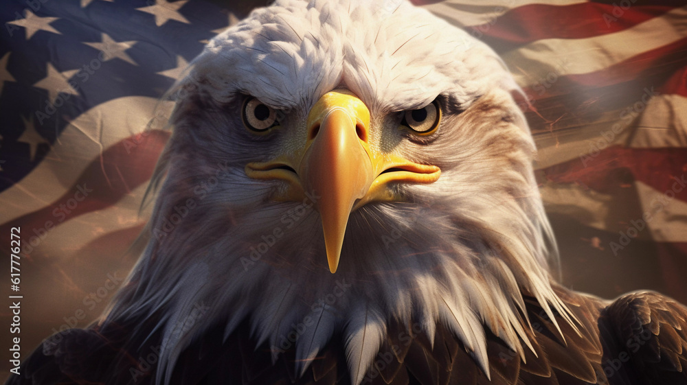 Fototapeta premium USA Flag with American Eagle