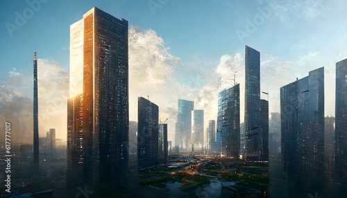 huge city system streets buildings skyscrapers natural light unreal engine 