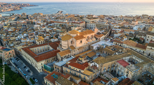 Aerial View of Ortigia Island in Syracuse, Sicily, Italy, Europe, World Heritage Site © Simoncountry