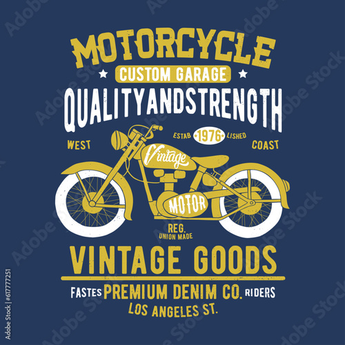 tee print design with vintage motorcycle drawing as vector