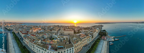 Aerial View of Ortigia Island in Syracuse, Sicily, Italy, Europe, World Heritage Site