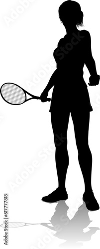 A tennis player woman female sports person in silhouette