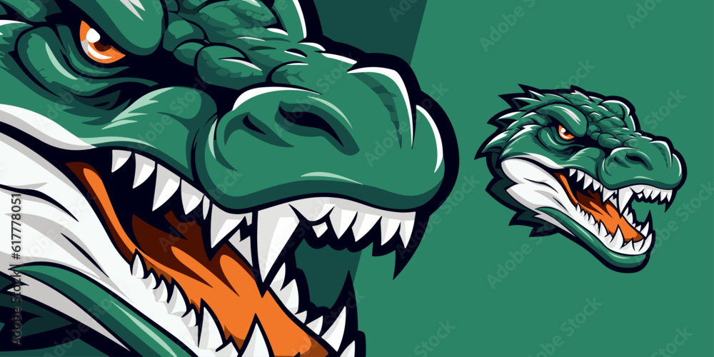 Green Crocodile Head Logo Mascot: Captivating Illustration Vector Graphic for Sport and E-Sport Teams Green Crocodile Head Logo Mascot: Captivating Illustration Vector Graphic for Sport and E-Sport Teams