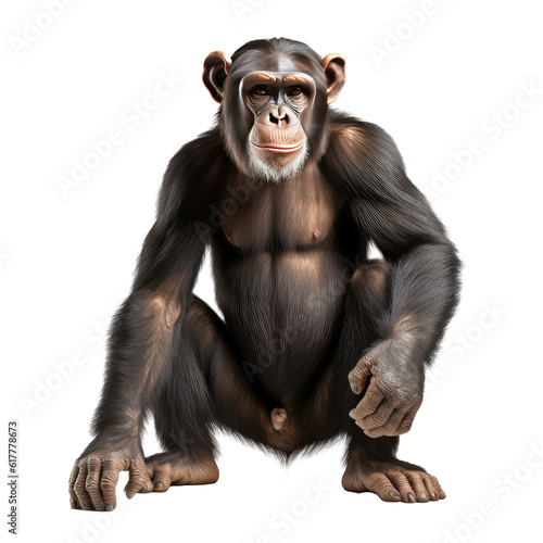 chimpanzee looking isolated on white © Tidarat
