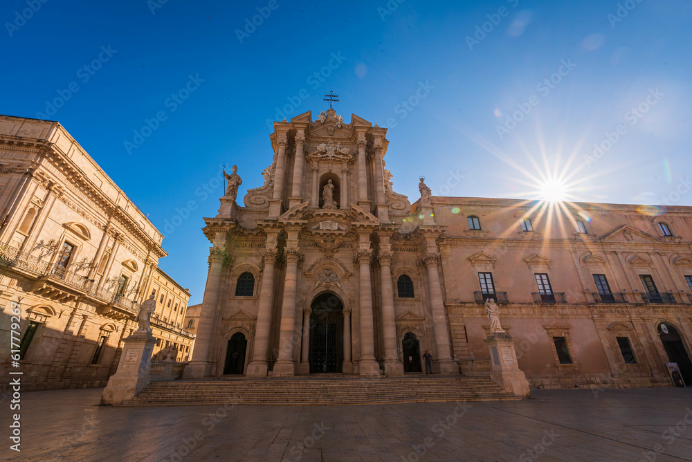 View of Syracuse Cathedral at Dawn, Sicily, Italy, Europe, World Heritage Site