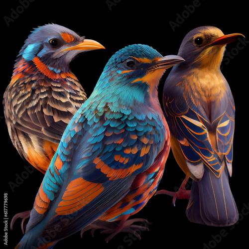 colorful birds illustration © oshene