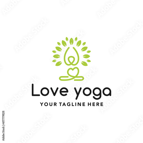 Love yoga logo design template - vector illustrator. Love yoga logo emblem design on a white background. Suitable for your design need, logo, illustration, animation, etc.
