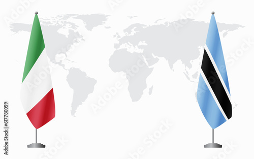 Italy and Botswana flags for official meeting
