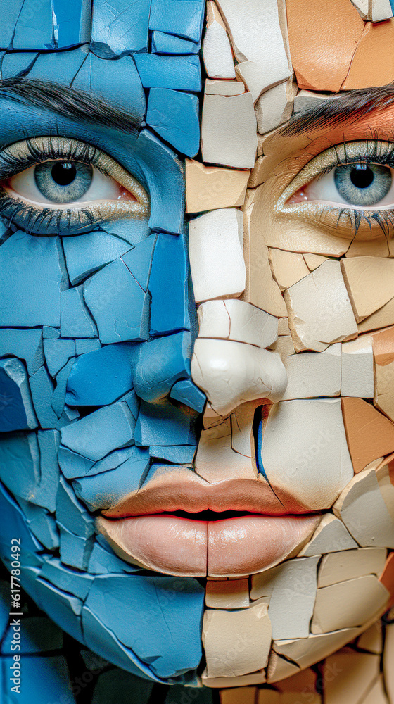 Hybrid Abstract and Surreal Portrait in Slices and Pieces Wallpaper Background Illustration Art Digital Generative AI Hybrid Abstract and Surreal Portrait in Slices and Pieces Wallpaper Background Illustration Art Digital Generative AI