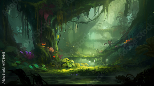 A lush untouched rainforest Superb anime-styled and DnD environment © Yaoso